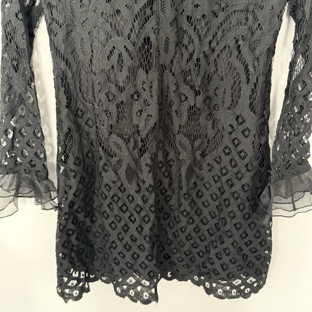 Lulu's Elegant Black Lace full sleeve Dress size S - Picture 3 of 11